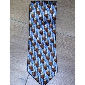 Ermenegildo Zegna‎ Men's 100% Silk Tie Italy Luxury Abstract Jacquard Blue/Brown